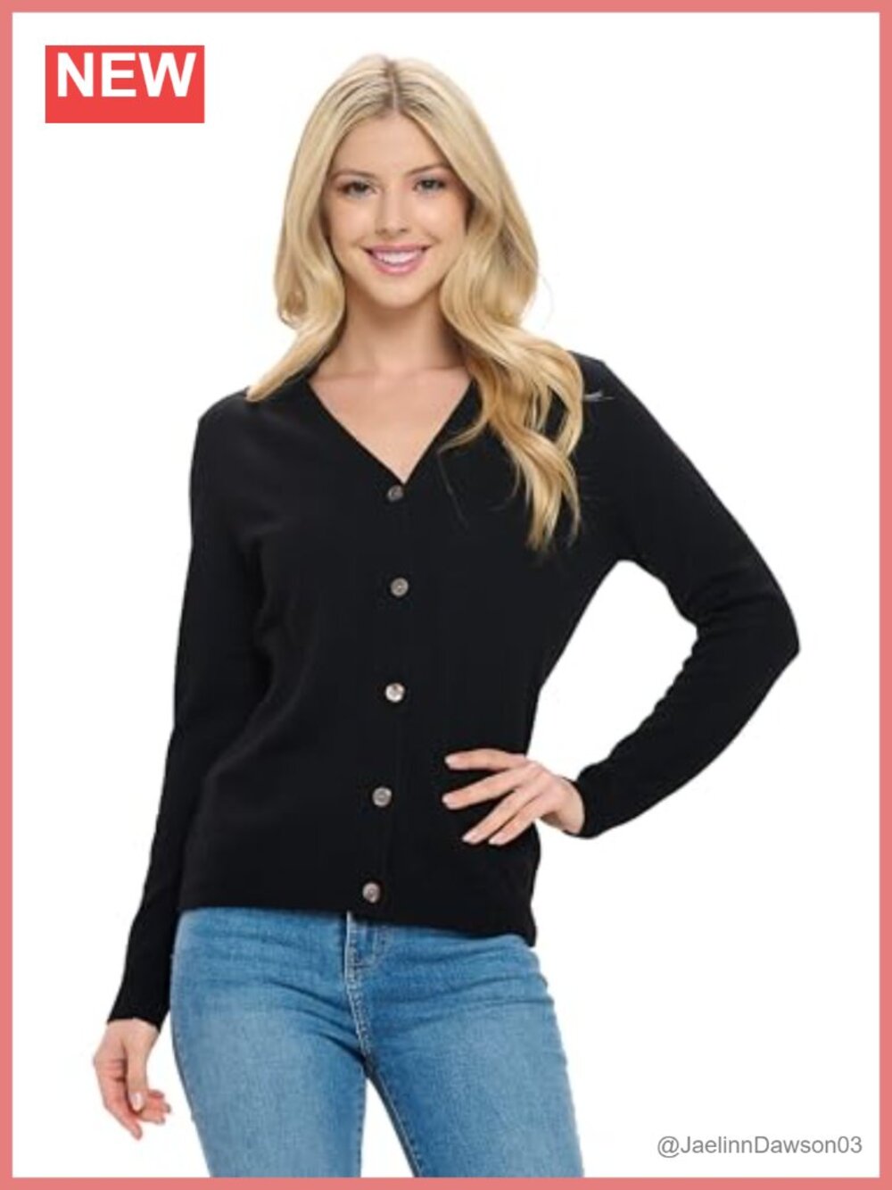 100% Cashmere V-Neck Button Cardigan Long Sleeve Lightweight